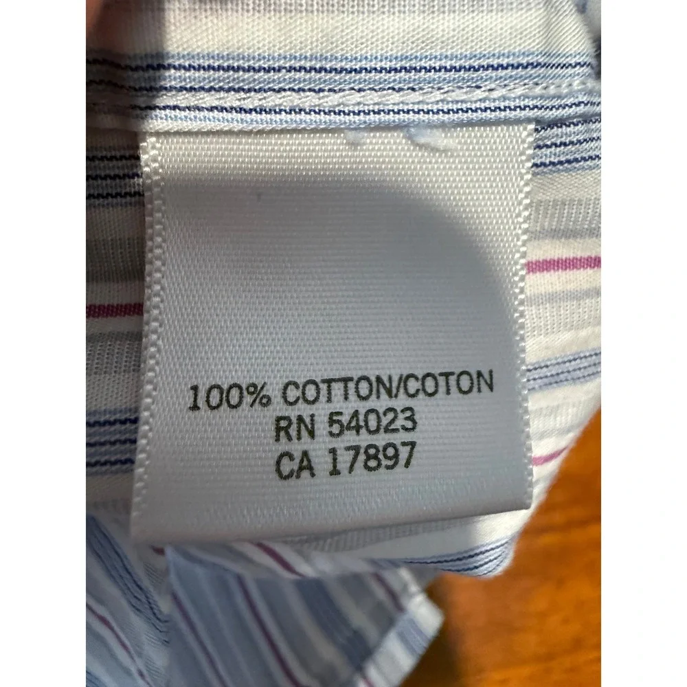 Banana Republic Mens Classic Fit Striped Button Down Shirt Blue L 16 16.5 Preppy